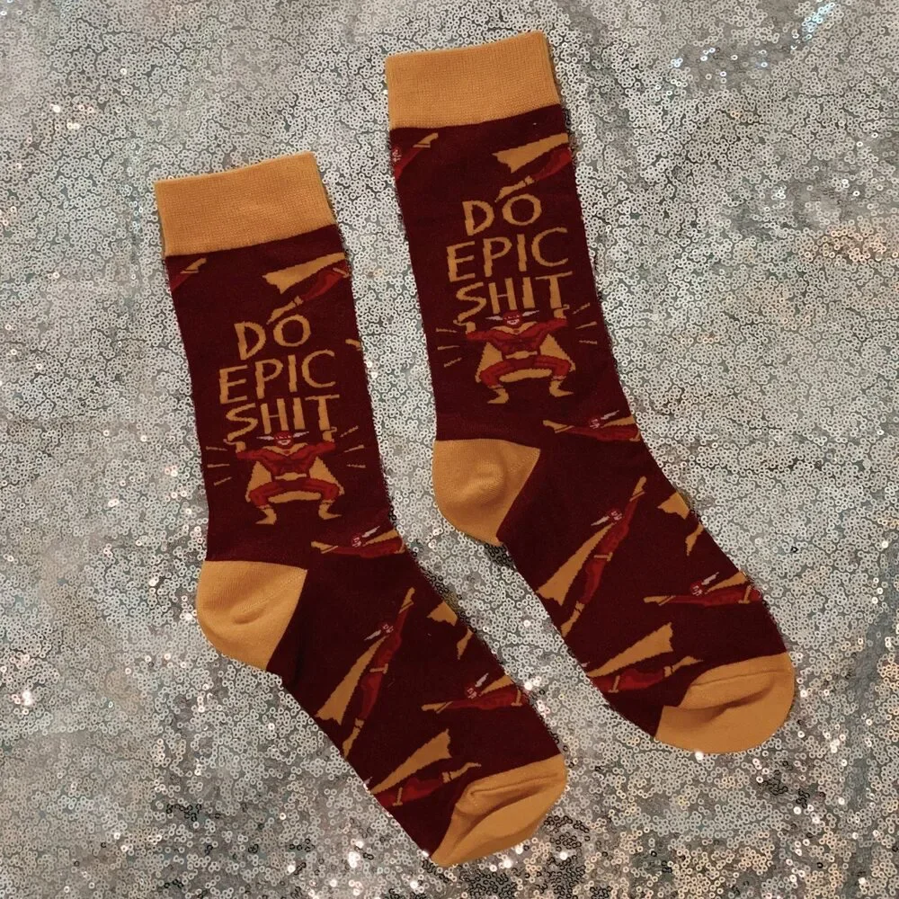 Do Epic Shit Socks | Superhero Illustration Funny Crew Socks